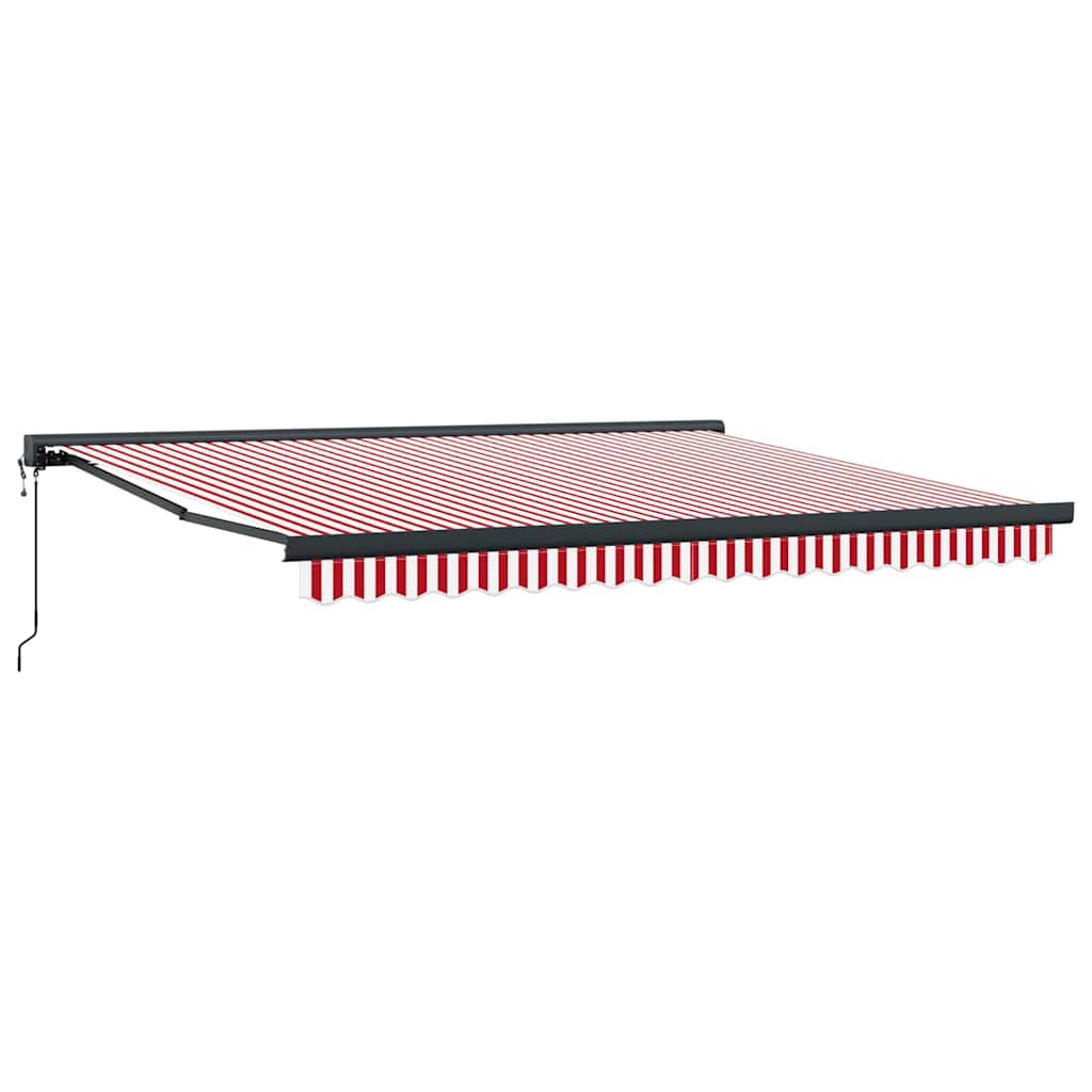 Ausziehbare Markise Rot und Weiß 400 x 300 cm Stoff und Metall