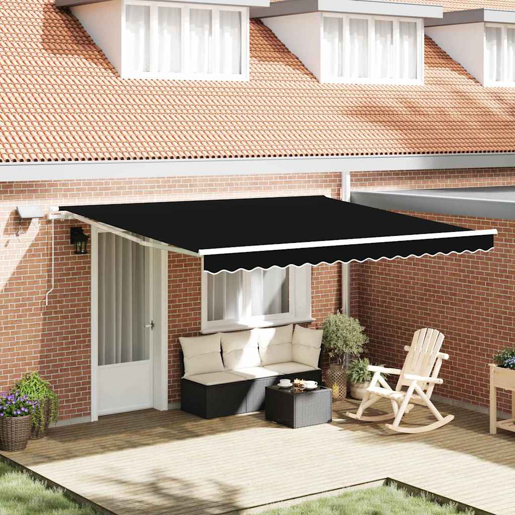 Ausziehbare Markise Schwarz 400 x 300 cm Stoff und Aluminium