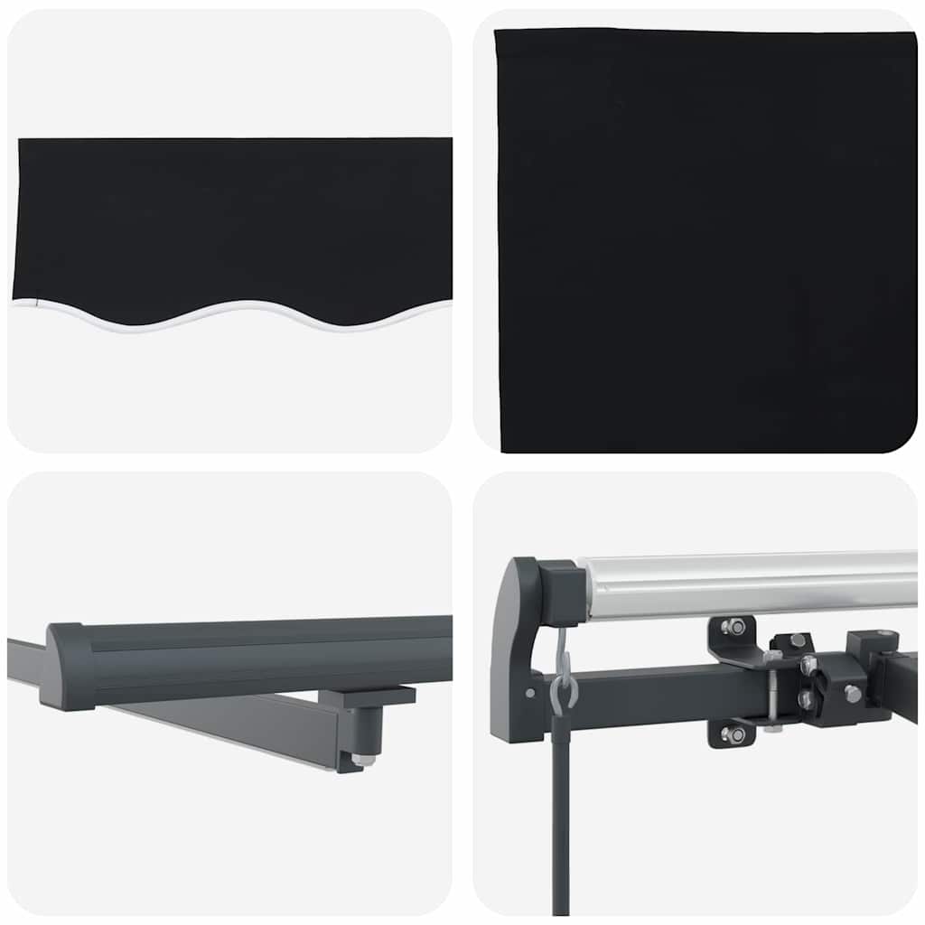 Ausziehbare Markise Schwarz 400 x 300 cm Stoff und Aluminium