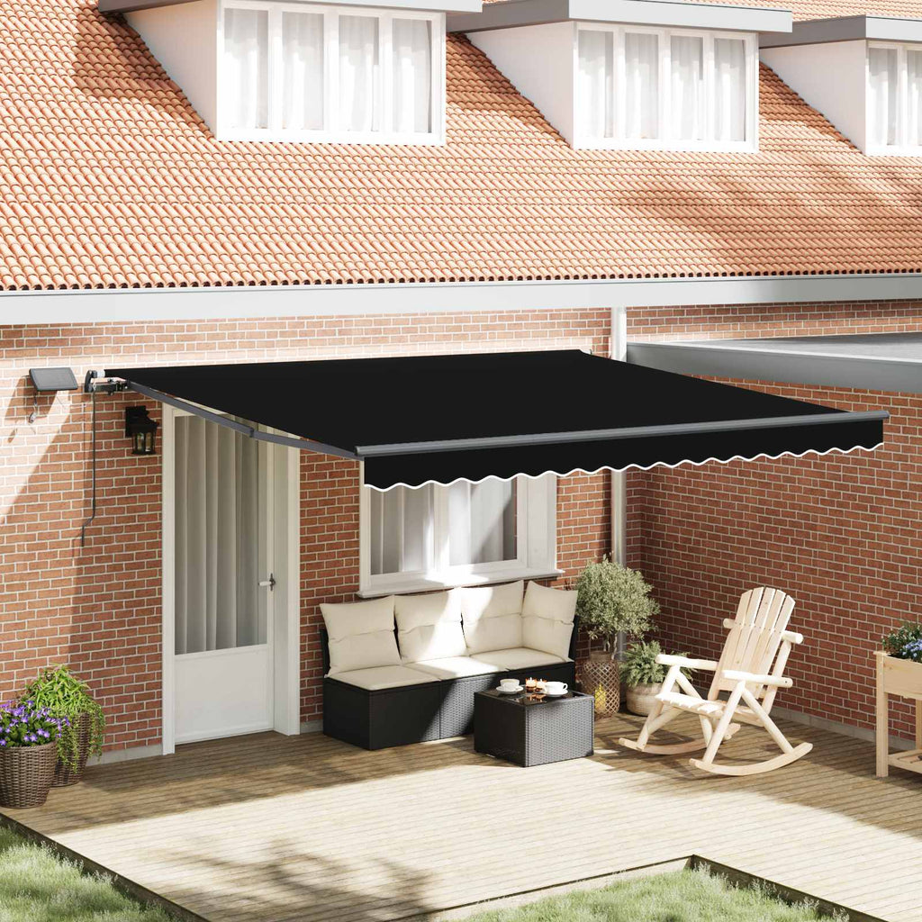 Ausziehbare Markise Schwarz 400 x 300 cm Stoff und Aluminium