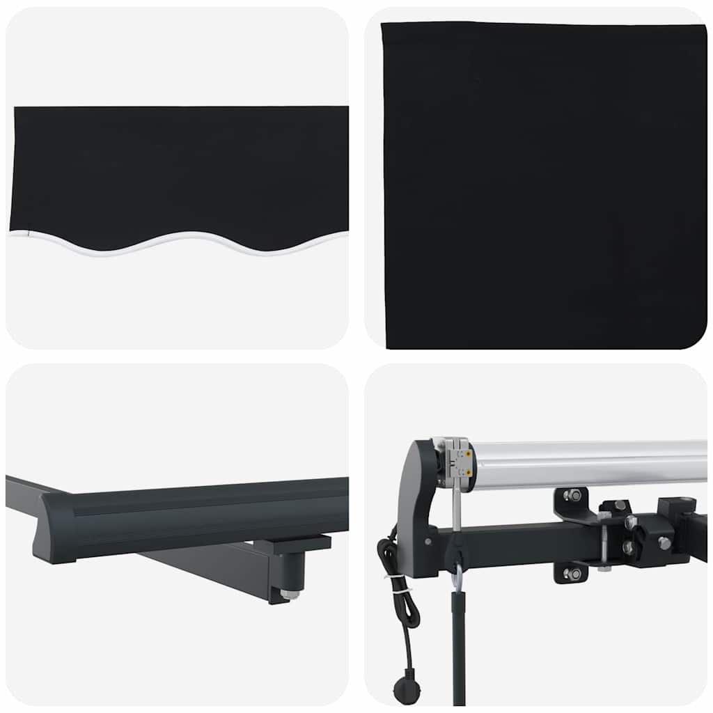 Ausziehbare Markise Schwarz 400 x 300 cm Stoff und Aluminium