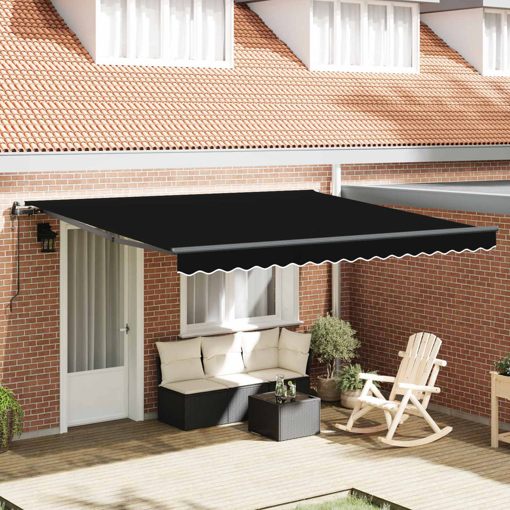 Ausziehbare Markise Schwarz 400 x 300 cm Stoff und Aluminium