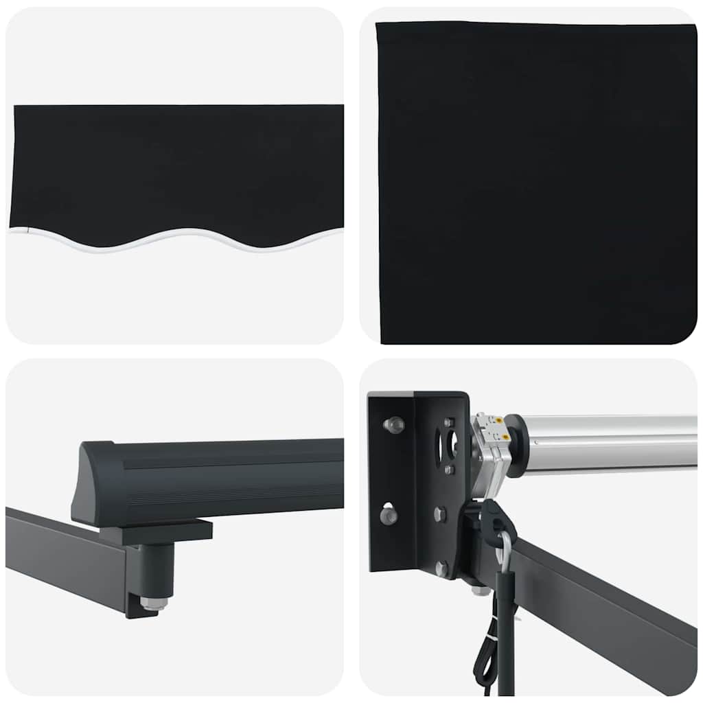 Markise Schwarz 400 x 300 cm Polyester und Metall