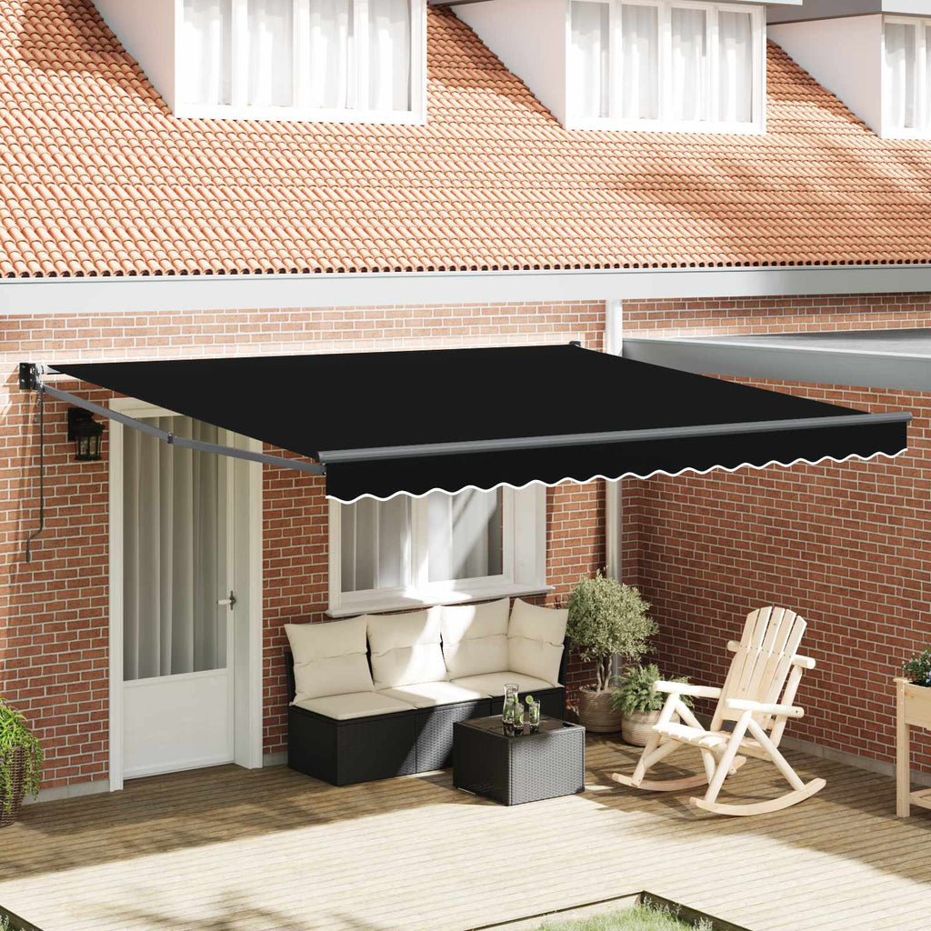 Markise Schwarz 400 x 300 cm Polyester und Metall