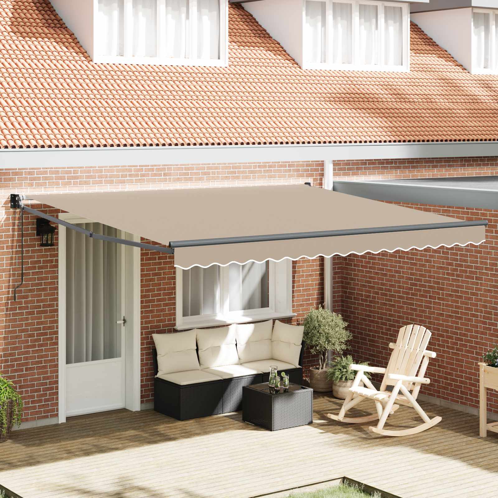 Markise Beige 400 x 300 cm Polyester und Metall