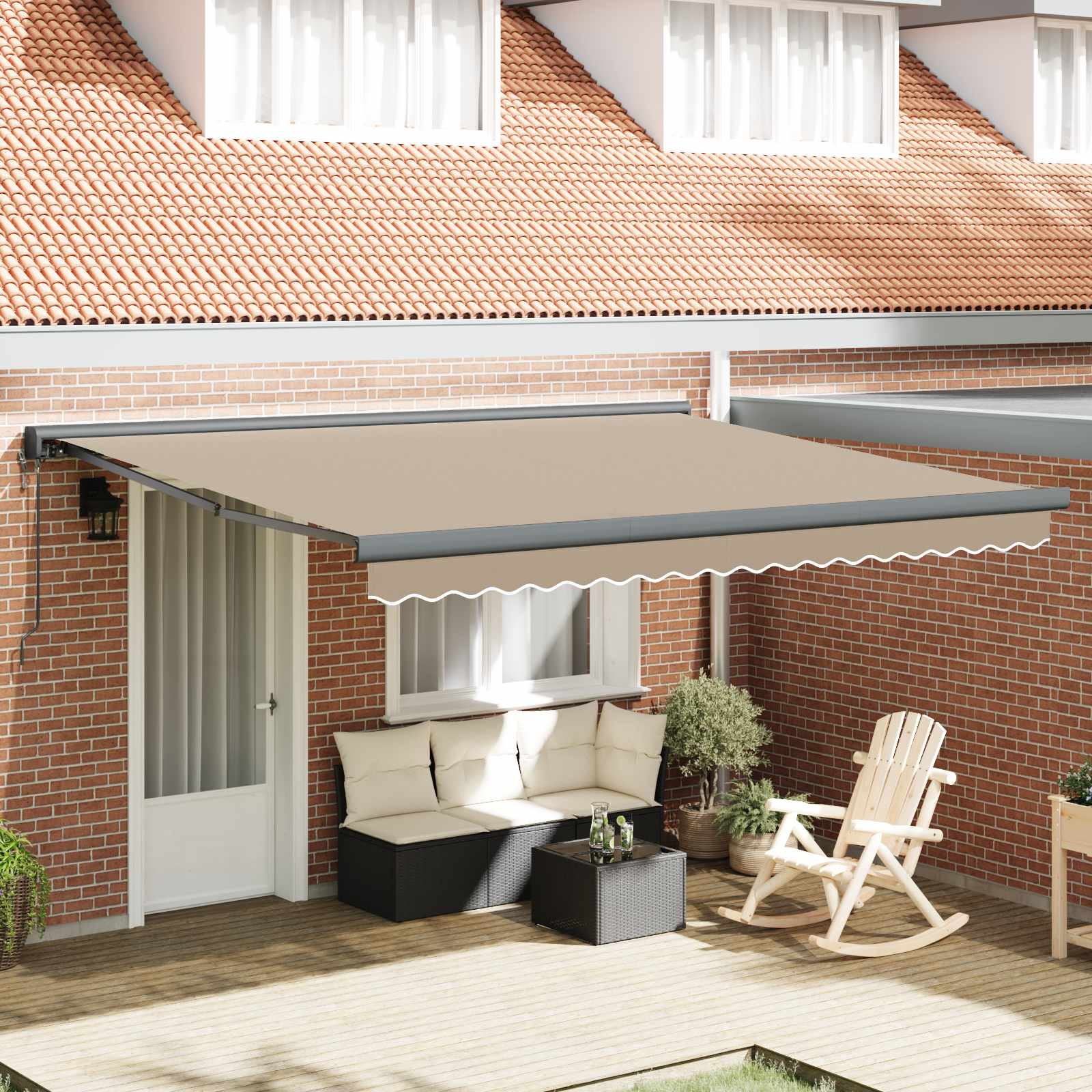 Ausziehbare Markise Beige 400 x 300 cm Stoff und Metall