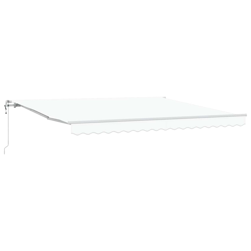 Ausziehbare Markise Weiß 400 x 300 cm Stoff und Aluminium