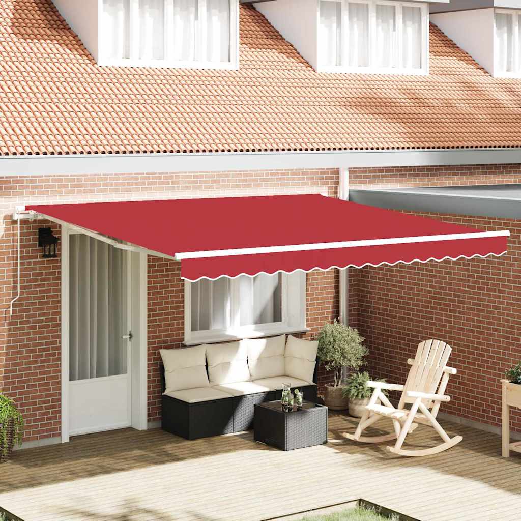 Ausziehbare Markise Rot 400 x 300 cm Polyester und Aluminium