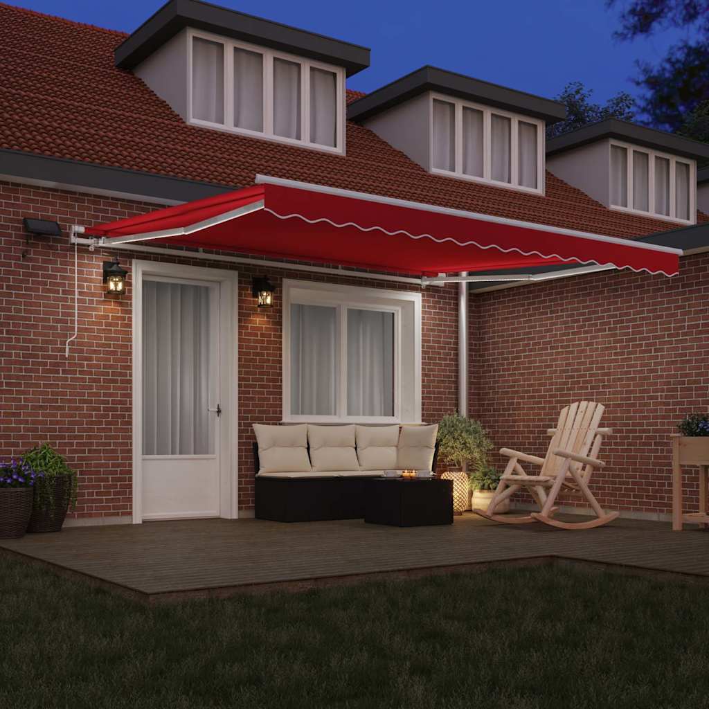 Ausziehbare Markise Rot 400 x 300 cm Stoff und Aluminium
