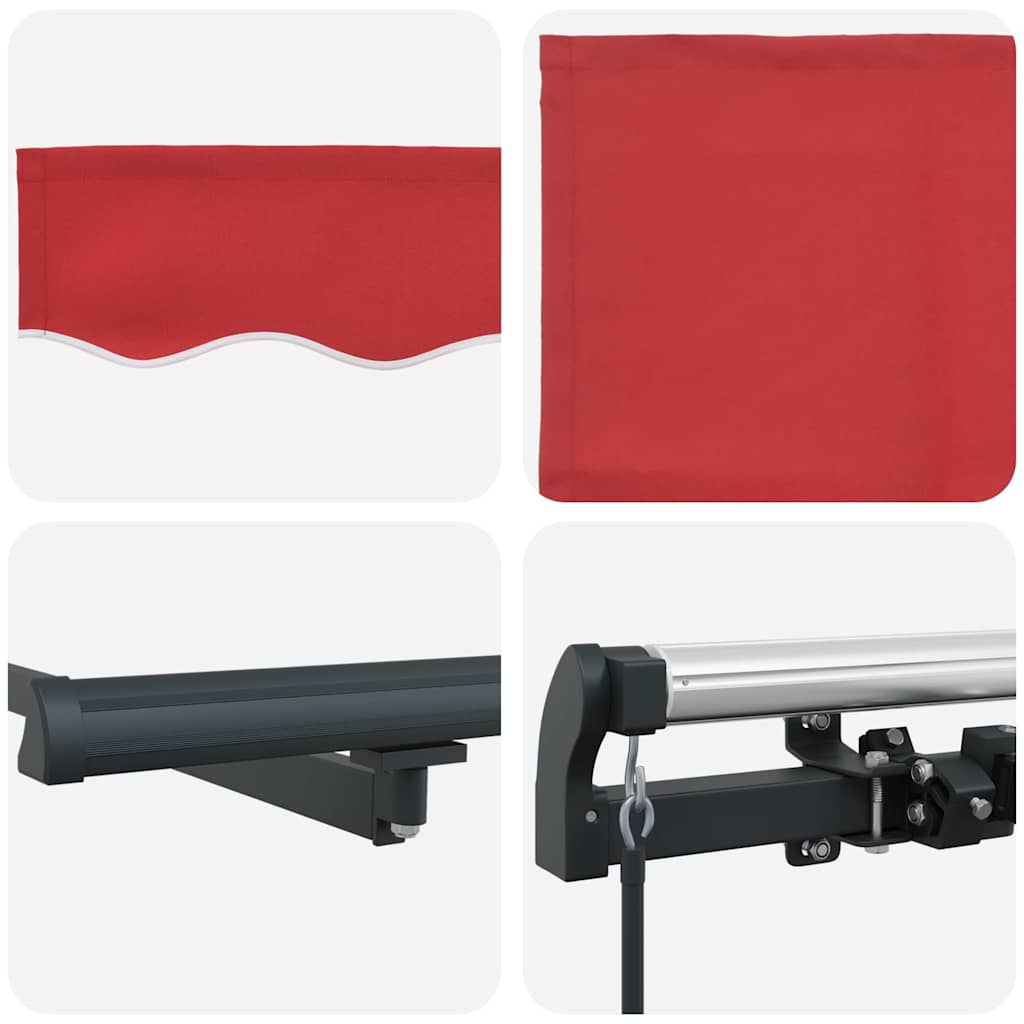 Ausziehbare Markise Rot 400 x 300 cm Polyester und Aluminium