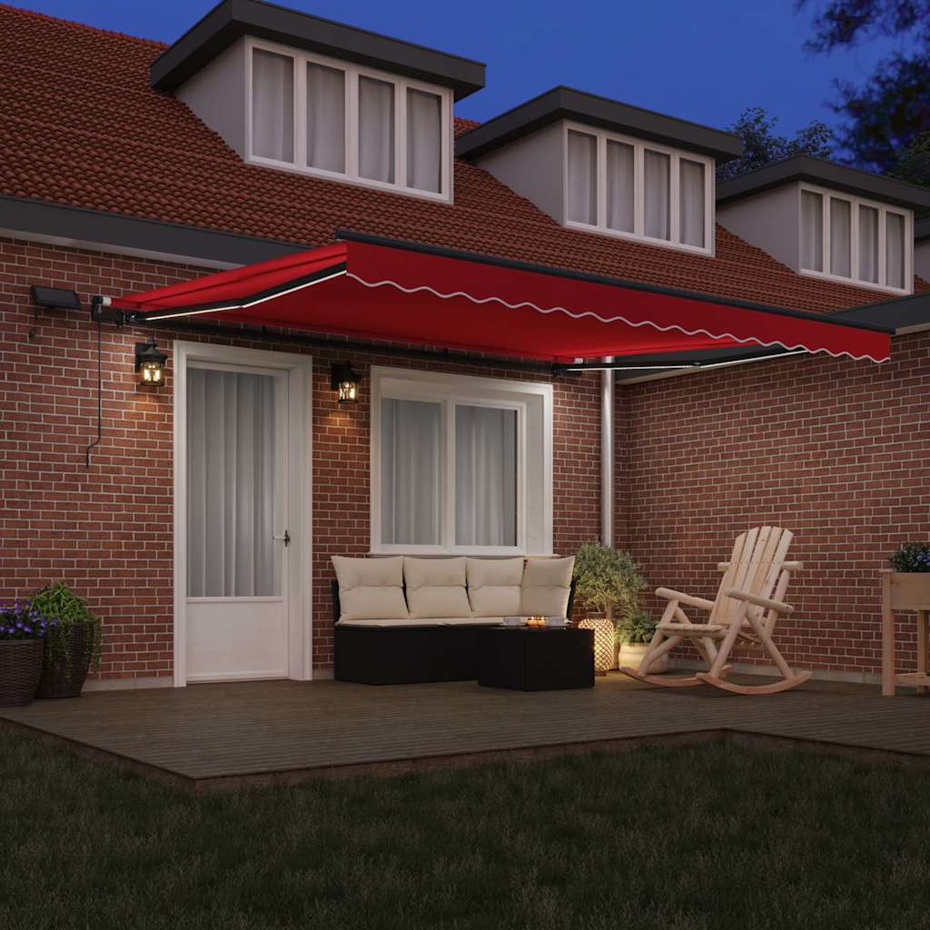 Ausziehbare Markise Rot 400 x 300 cm Stoff und Aluminium