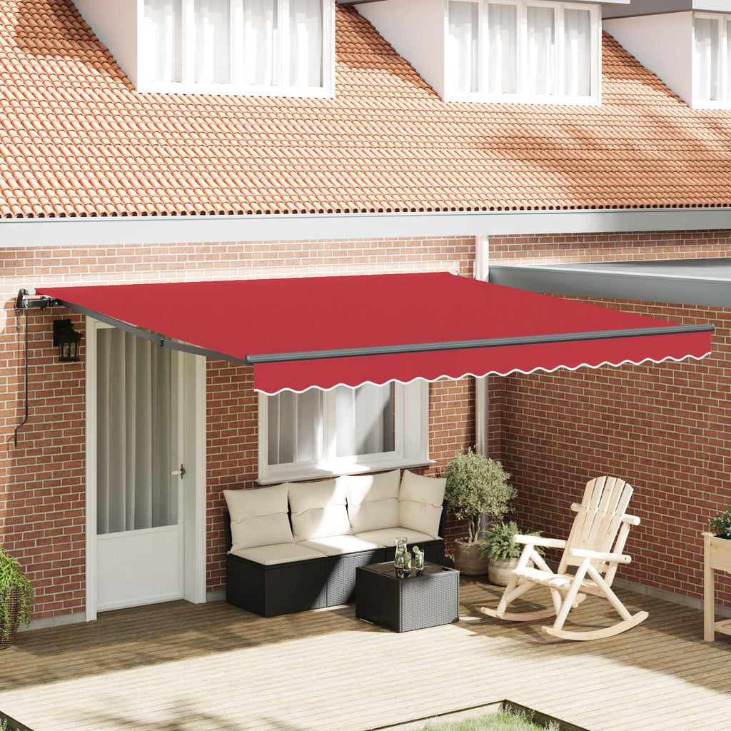 Ausziehbare Markise Rot 400 x 300 cm Stoff und Aluminium
