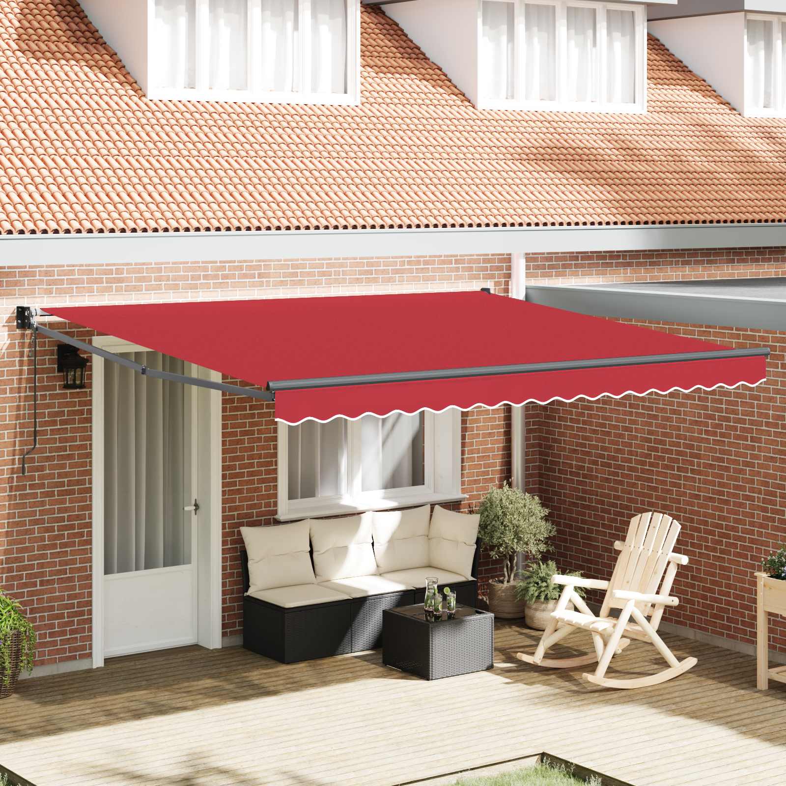 Markise Rot 400 x 300 cm Polyester und Metall