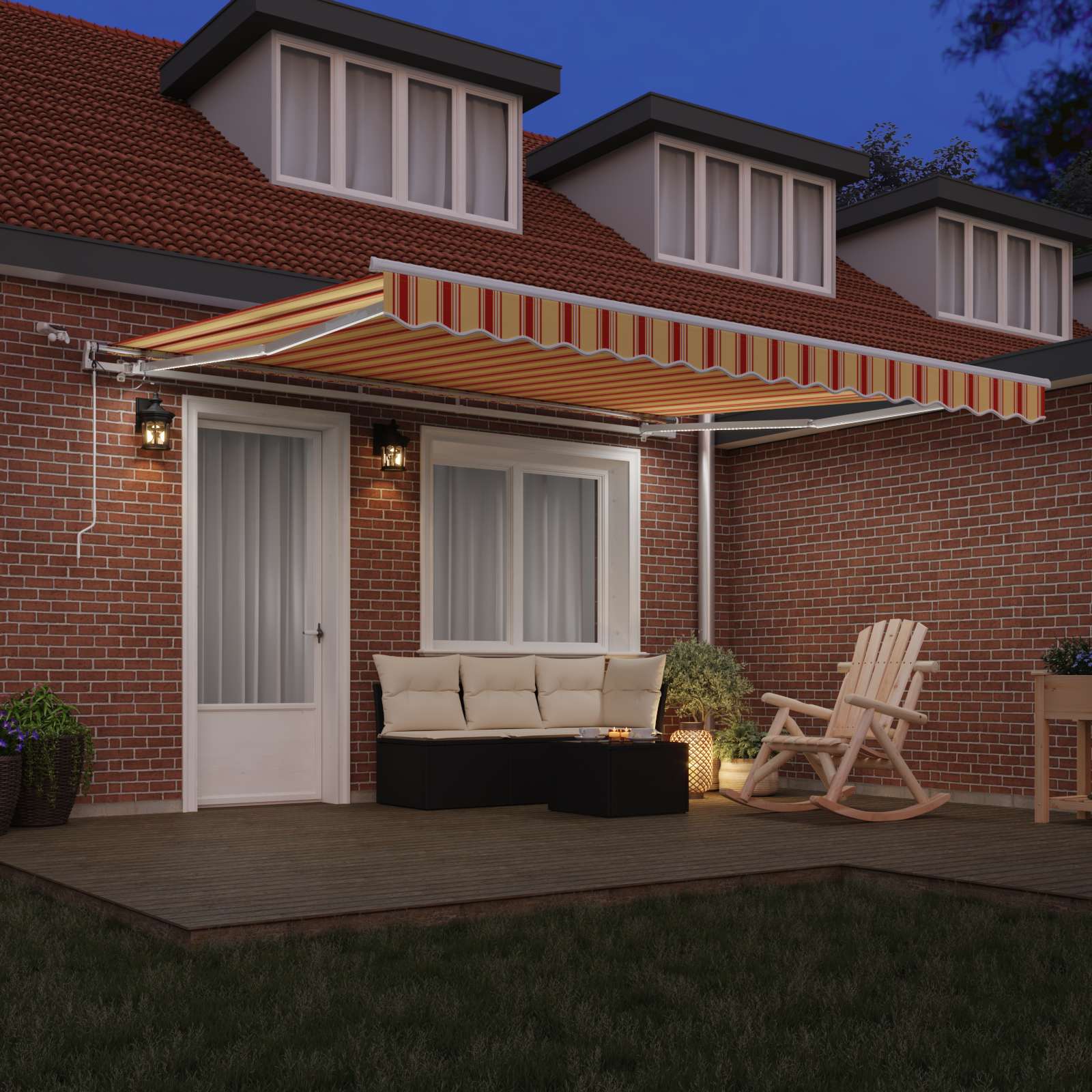 Markisenstoff Gelb und Orange 400 x 350 cm Polyester
