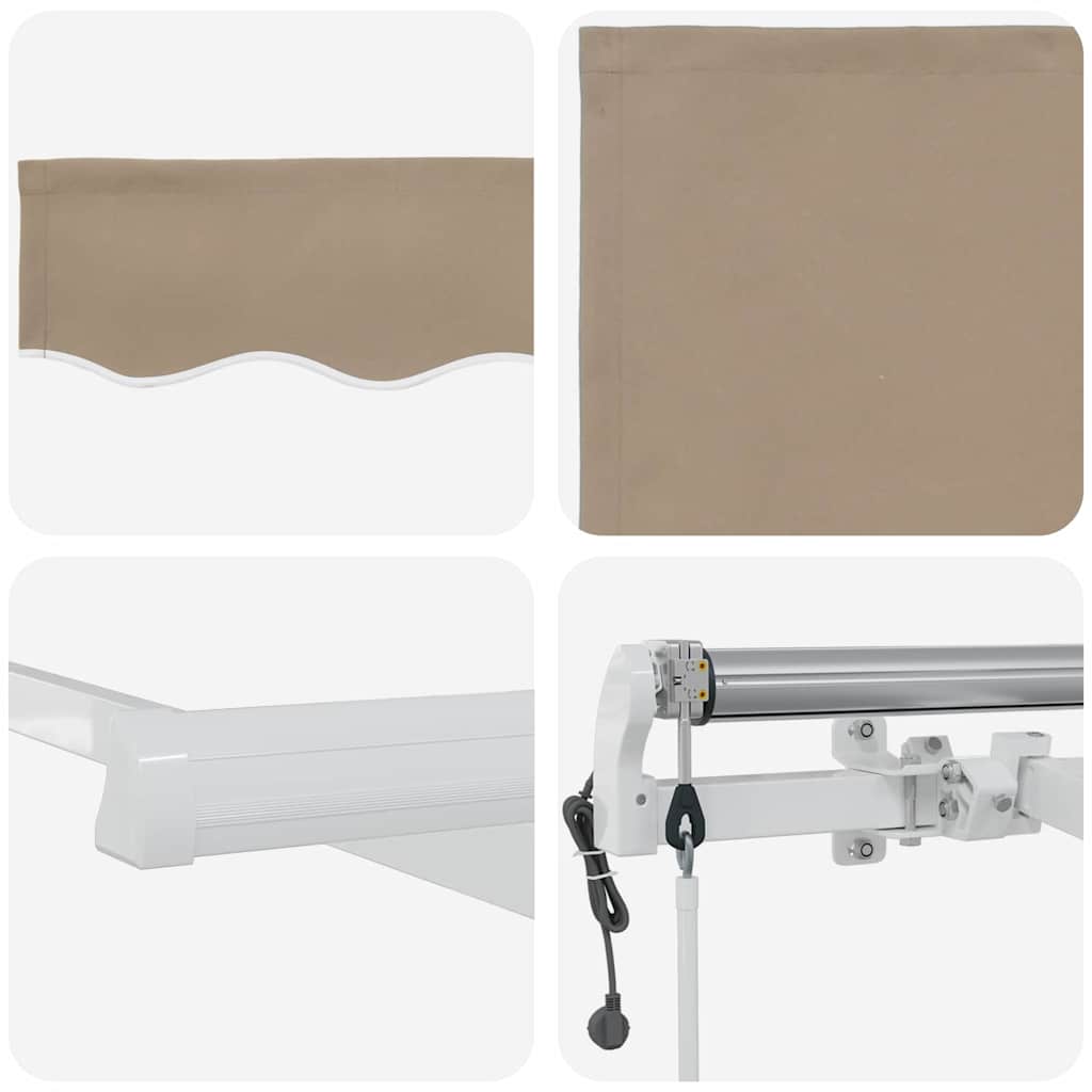Ausziehbare Markise Beige 400 x 350 cm Stoff und Aluminium
