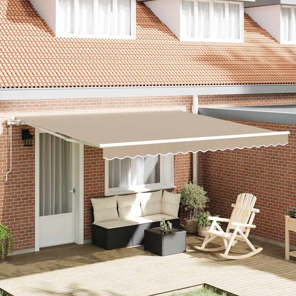 Ausziehbare Markise Beige 400 x 350 cm Stoff und Aluminium