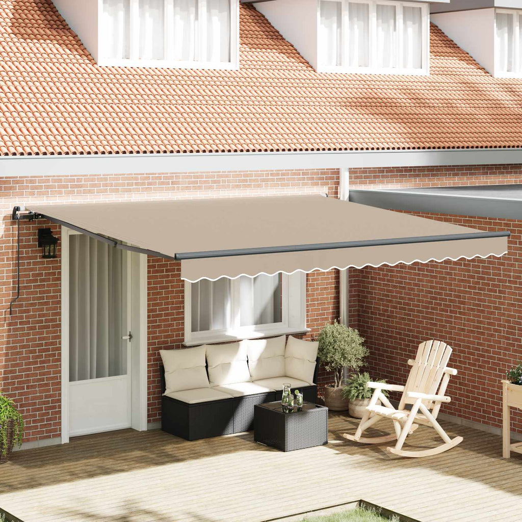 Ausziehbare Markise Beige 400 x 350 cm Polyester und Aluminium