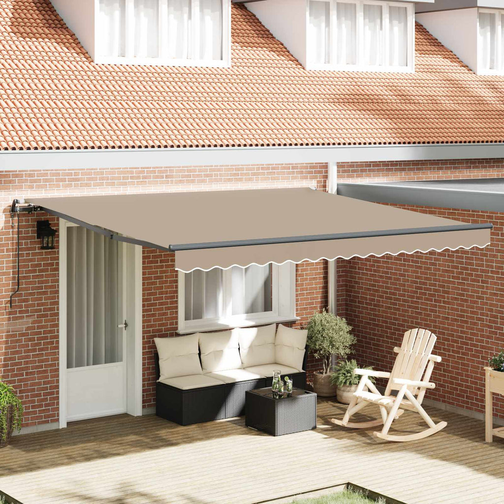 Ausziehbare Markise Beige 400 x 350 cm Stoff und Aluminium