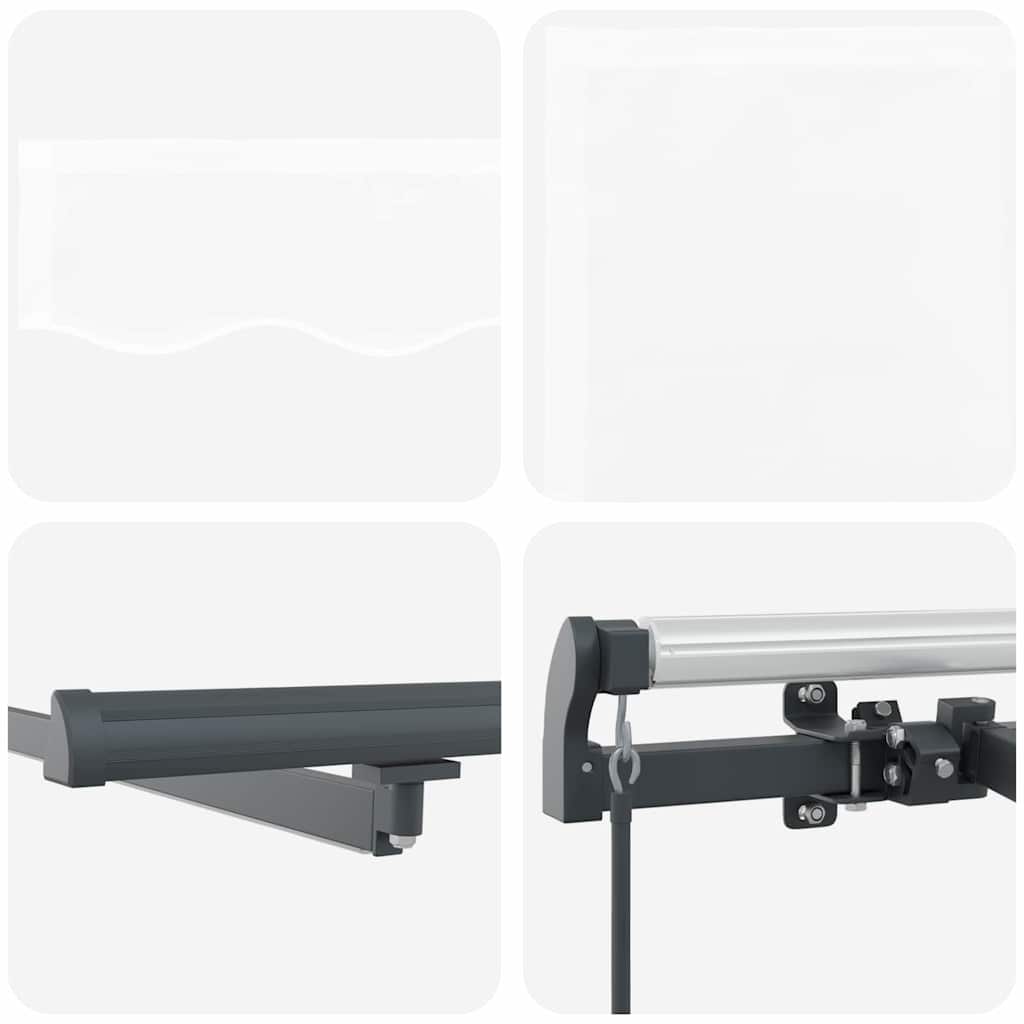 Ausziehbare Markise Weiß 400 x 350 cm Stoff und Aluminium