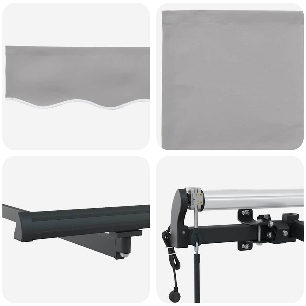 Ausziehbare Markise Hellgrau 400 x 350 cm Stoff und Aluminium