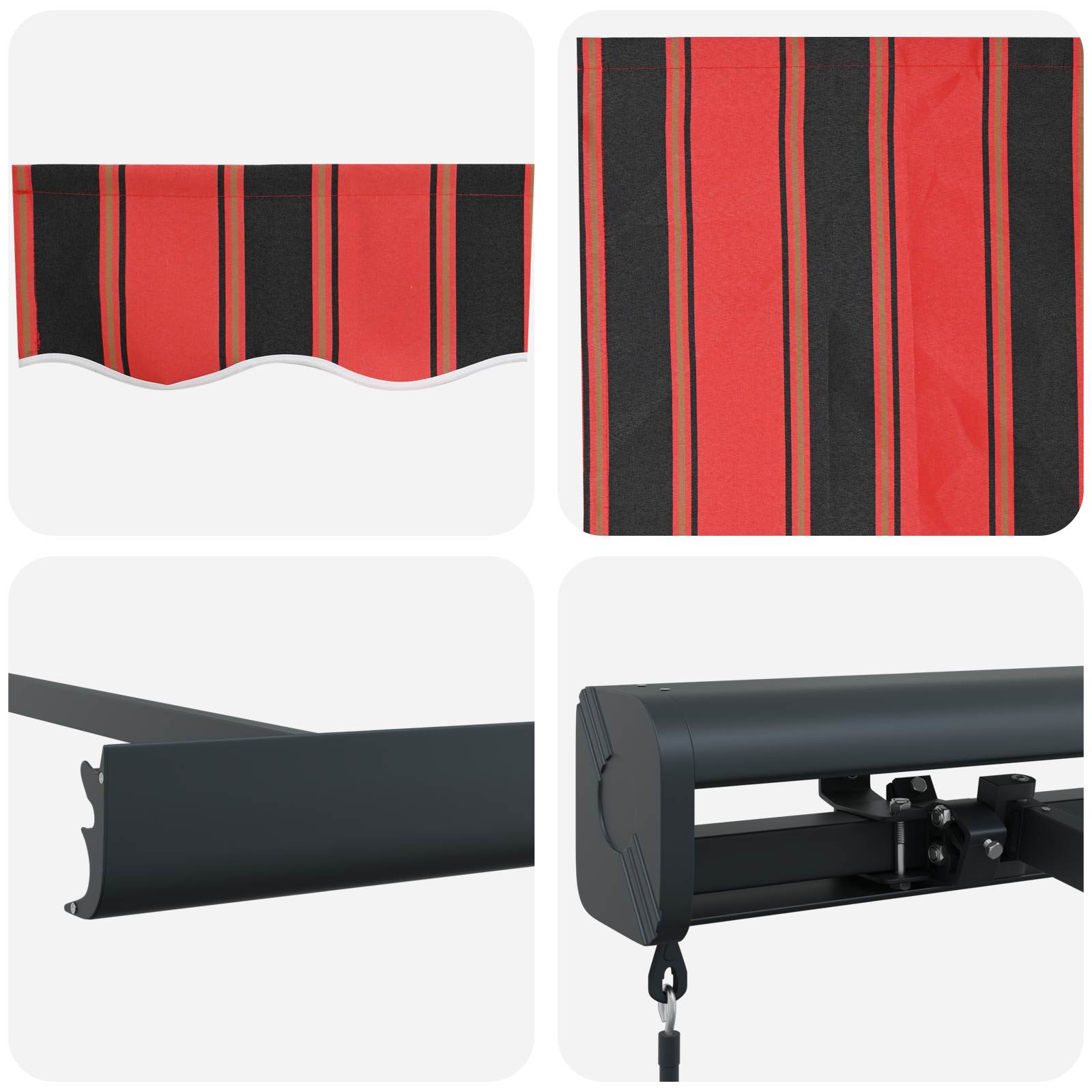Ausziehbare Markise Rot und Schwarz 450 x 300 cm