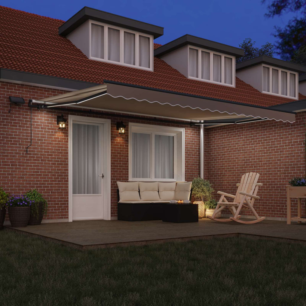 Ausziehbare Markise Beige 450 x 300 cm Stoff und Aluminium