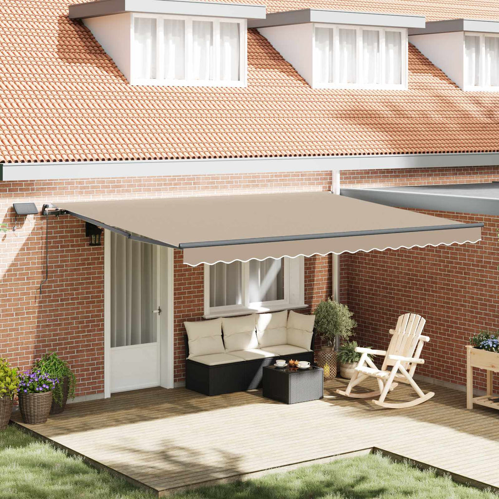Ausziehbare Markise Beige 450 x 300 cm Stoff und Aluminium