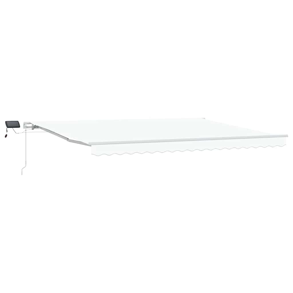 Ausziehbare Markise Weiß 450 x 300 cm Stoff und Aluminium