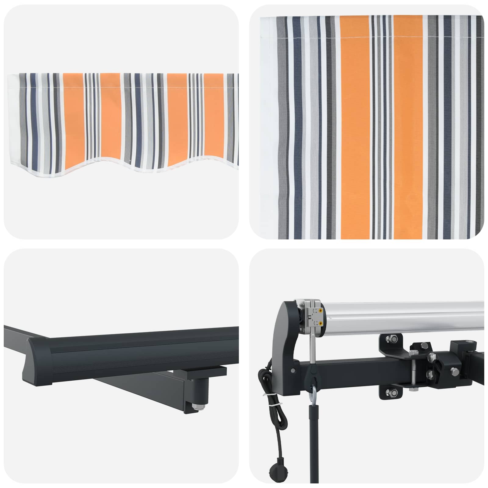 Ausziehbare Markise Mehrfarbig 450 x 350 cm Stoff und Aluminium
