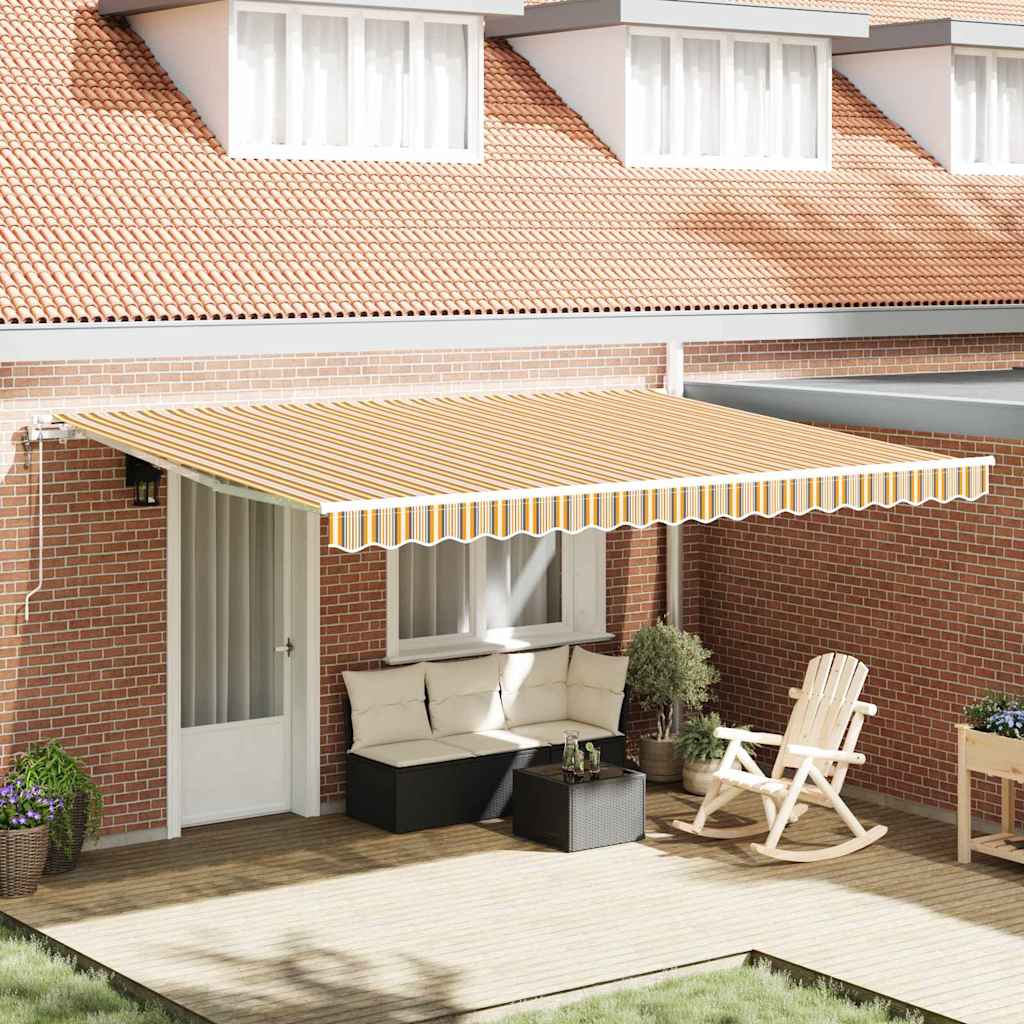 Ausziehbare Markise Mehrfarbig 450 x 350 cm Stoff und Aluminium