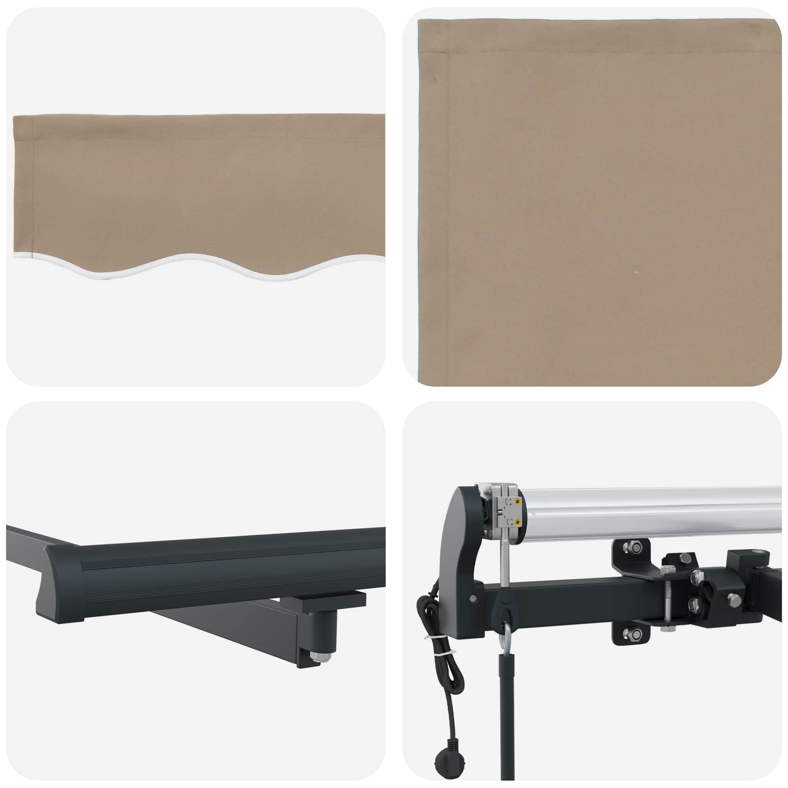 Ausziehbare Markise Beige 450 x 350 cm Stoff und Aluminium