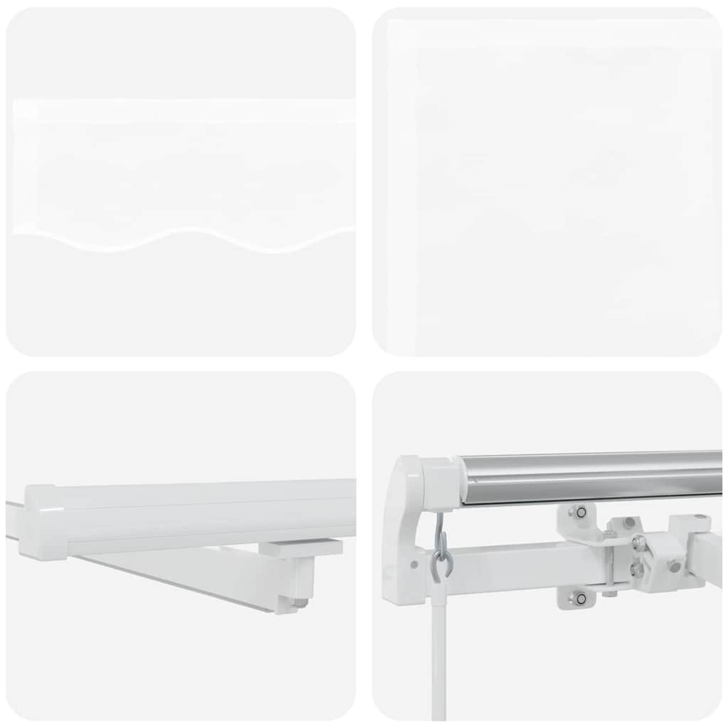 Ausziehbare Markise Weiß 450 x 350 cm Stoff und Aluminium