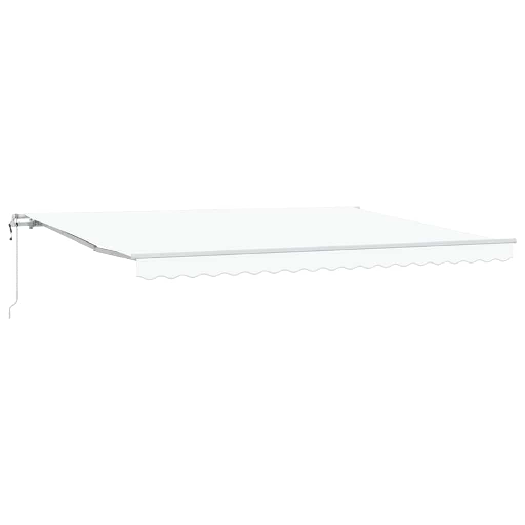 Ausziehbare Markise Weiß 450 x 350 cm Stoff und Aluminium