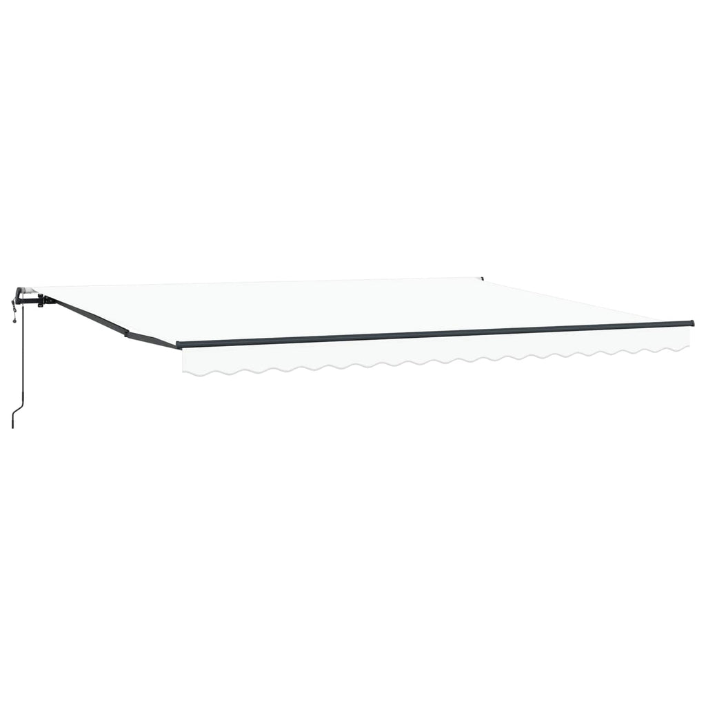 Ausziehbare Markise Weiß 450 x 350 cm Stoff und Aluminium