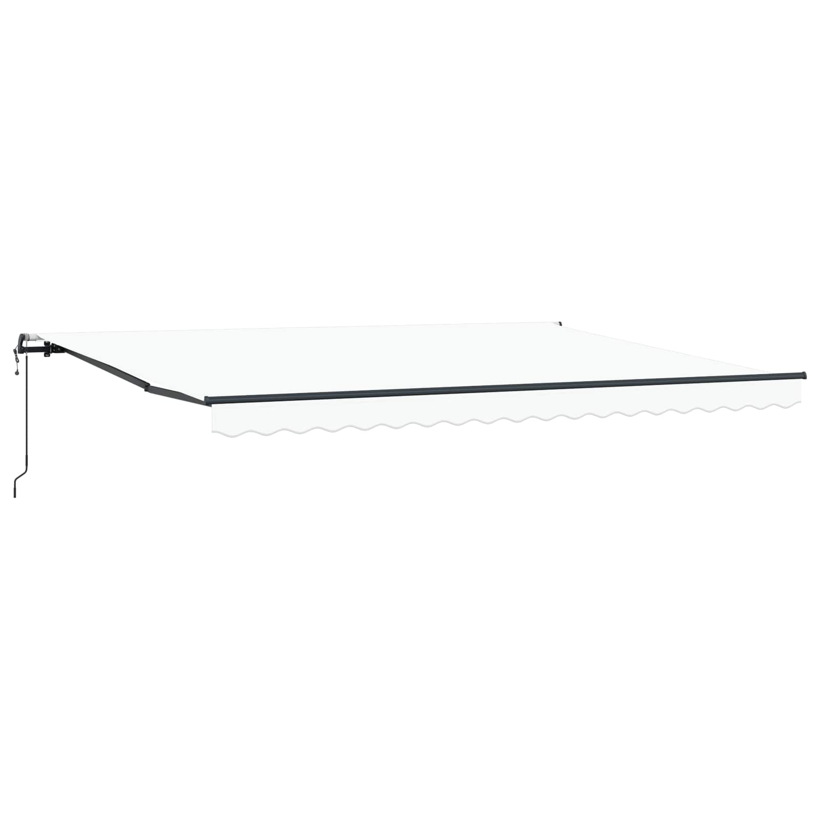 Ausziehbare Markise Weiß 450 x 350 cm Stoff und Aluminium