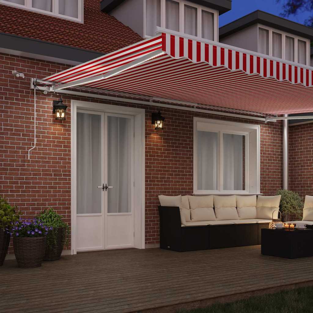 Markisenstoff Rot und Weiß 500 x 300 cm Polyester