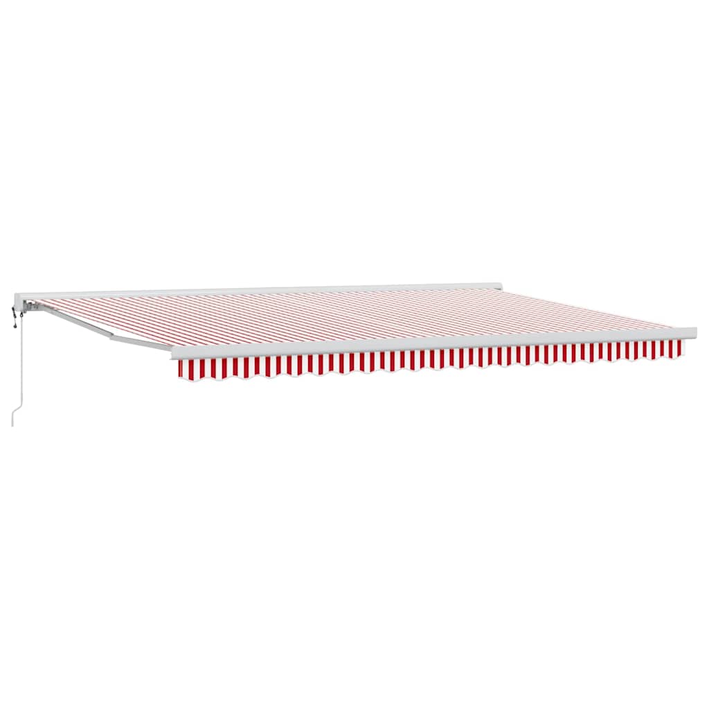 Ausziehbare Markise Rot und Weiß 500 x 300 cm Stoff und Metall