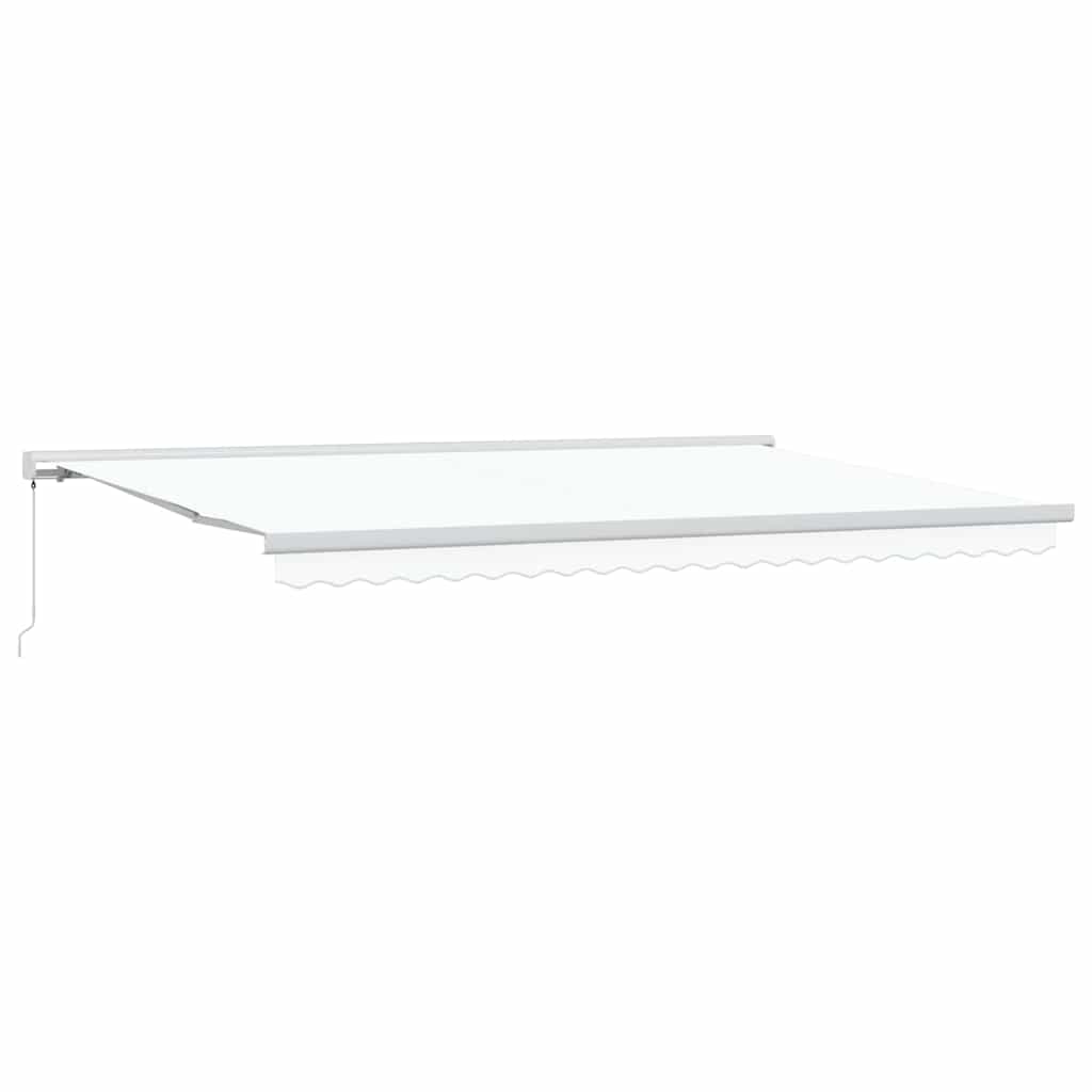 Ausziehbare Markise Weiß 500 x 300 cm Leinen und Aluminium