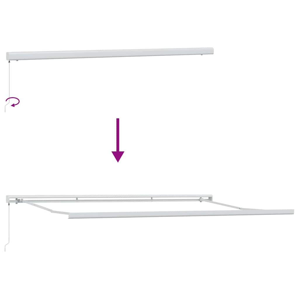 Ausziehbare Markise Weiß 500 x 300 cm Leinen und Aluminium