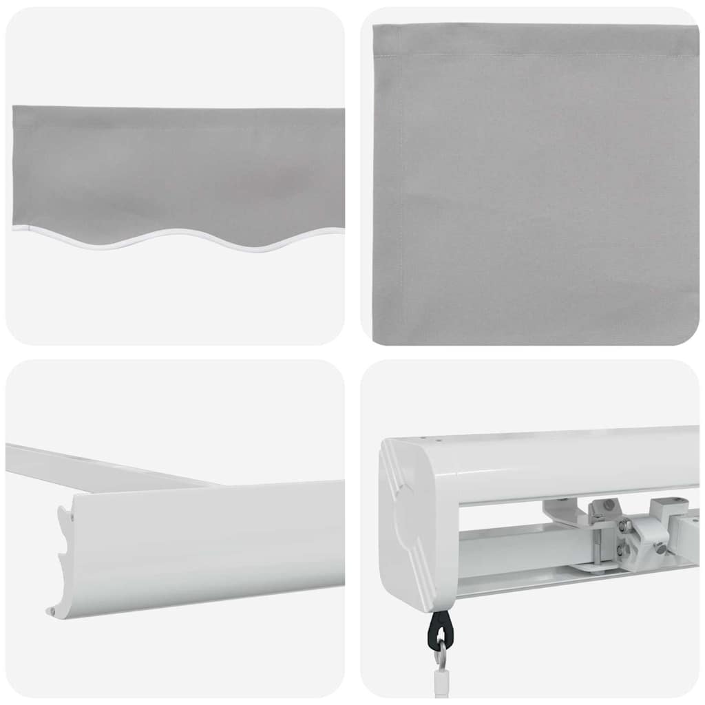 Ausziehbare Markise Hellgrau 500 x 300 cm Leinen und Aluminium