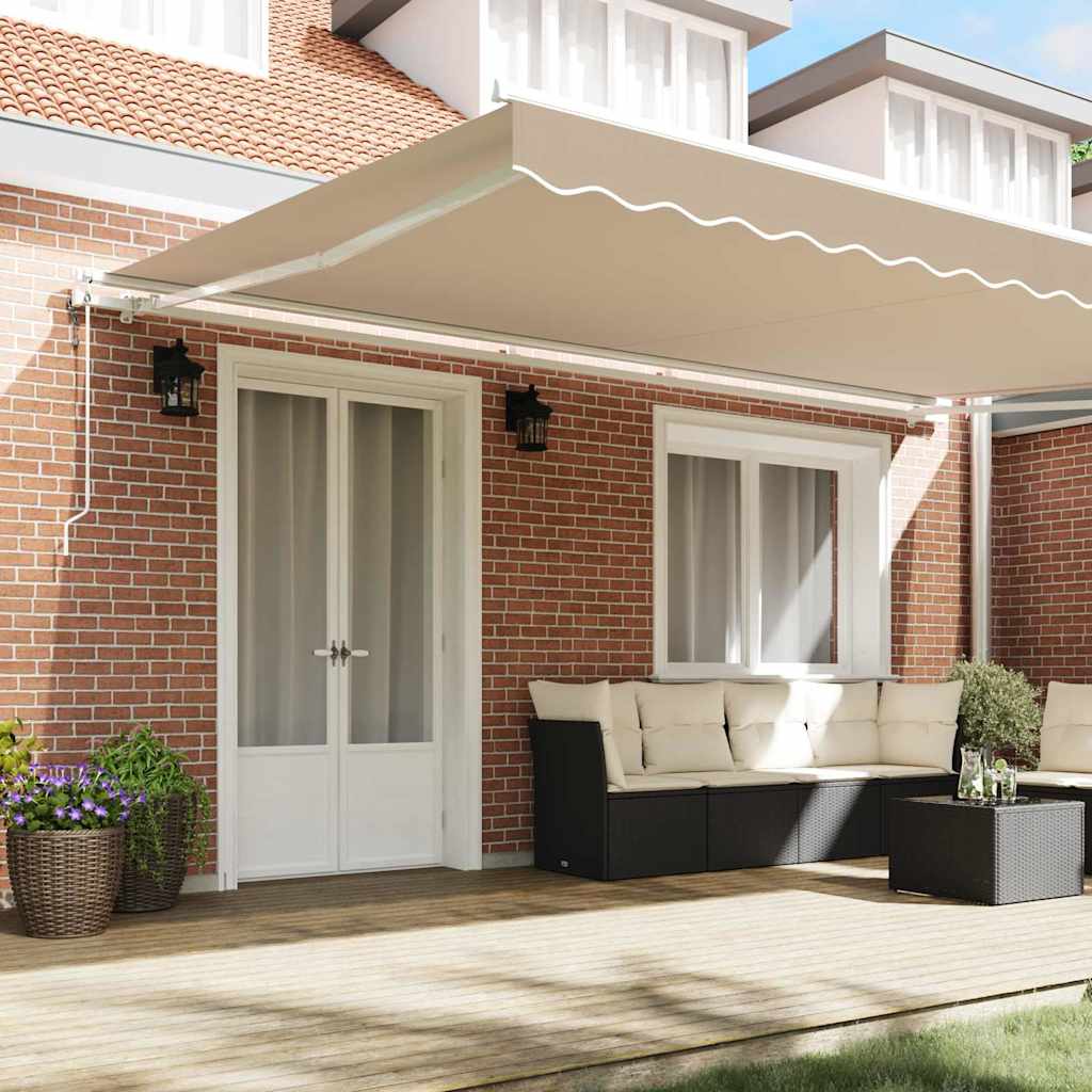 Ausziehbare Markise Beige 500 x 350 cm Stoff und Aluminium