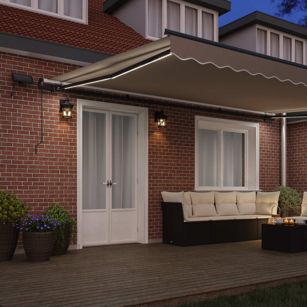 Ausziehbare Markise Beige 500 x 350 cm Stoff und Aluminium