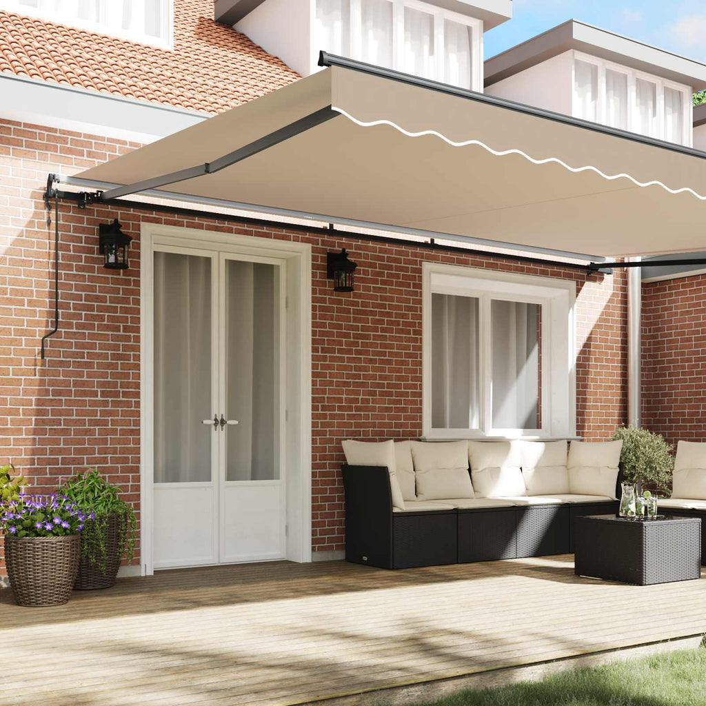 Ausziehbare Markise Beige 500 x 350 cm Stoff und Aluminium