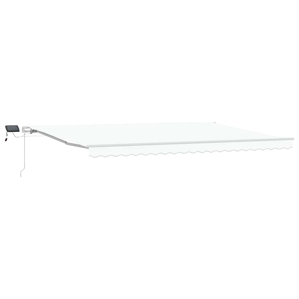 Ausziehbare Markise Weiß 500 x 350 cm Stoff und Aluminium