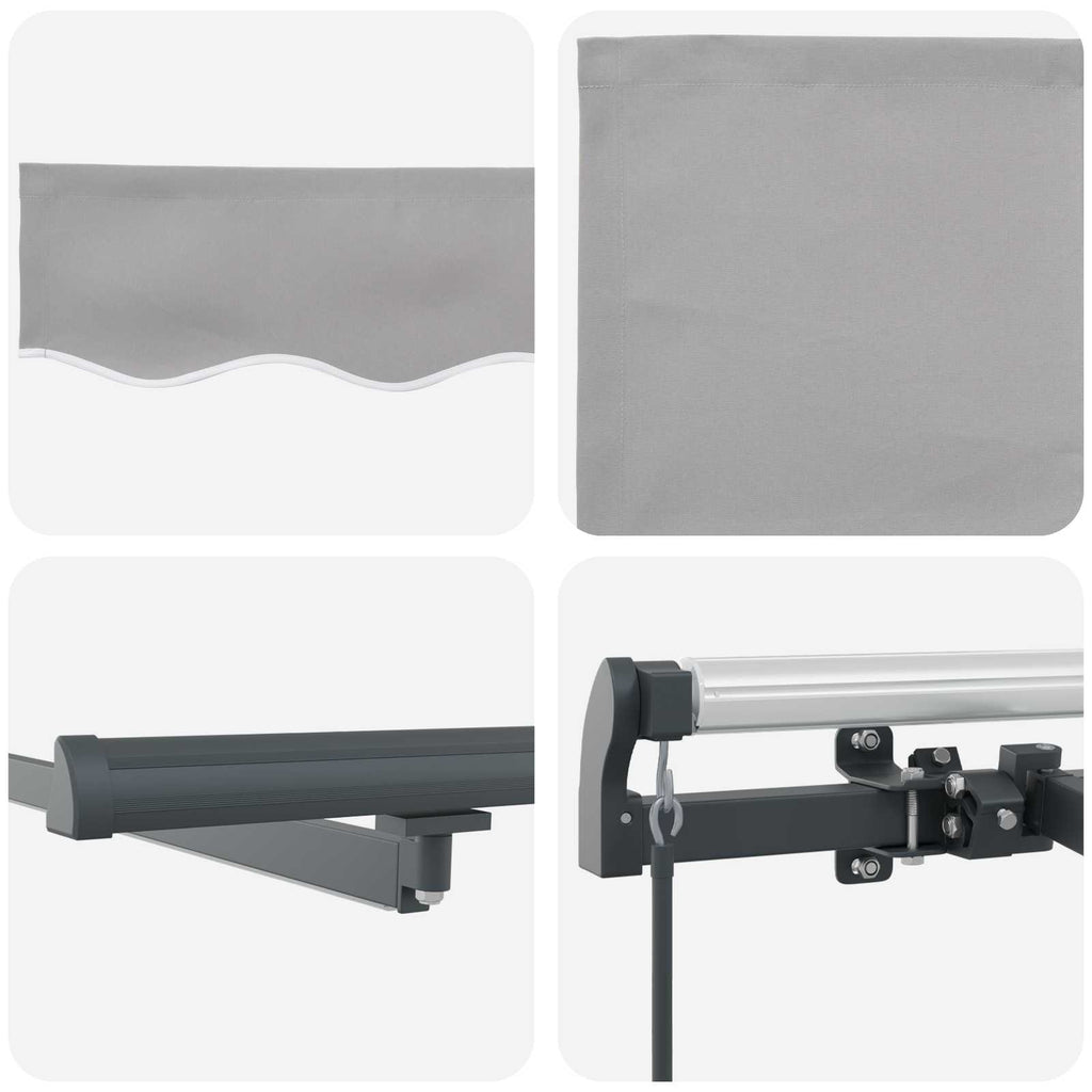 Ausziehbare Markise Hellgrau 500 x 350 cm Stoff und Aluminium