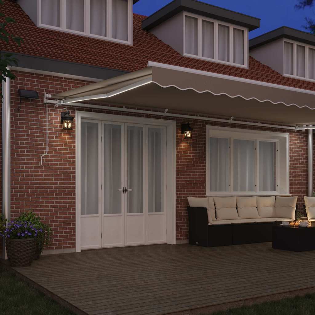 Ausziehbare Markise Beige 600 x 300 cm Stoff und Aluminium