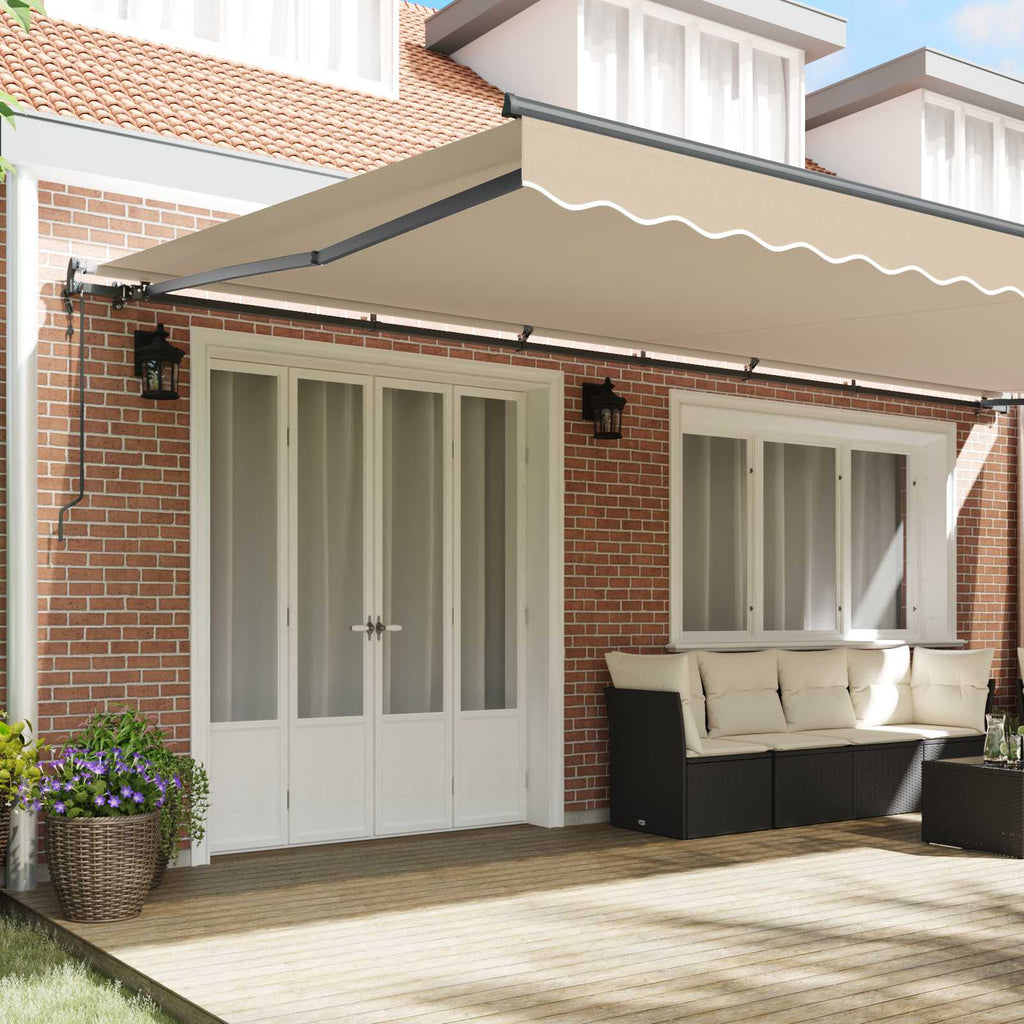 Ausziehbare Markise Beige 600 x 300 cm Stoff und Aluminium