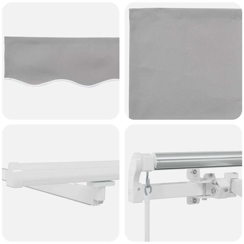 Ausziehbare Markise Hellgrau 600 x 300 cm Stoff und Aluminium