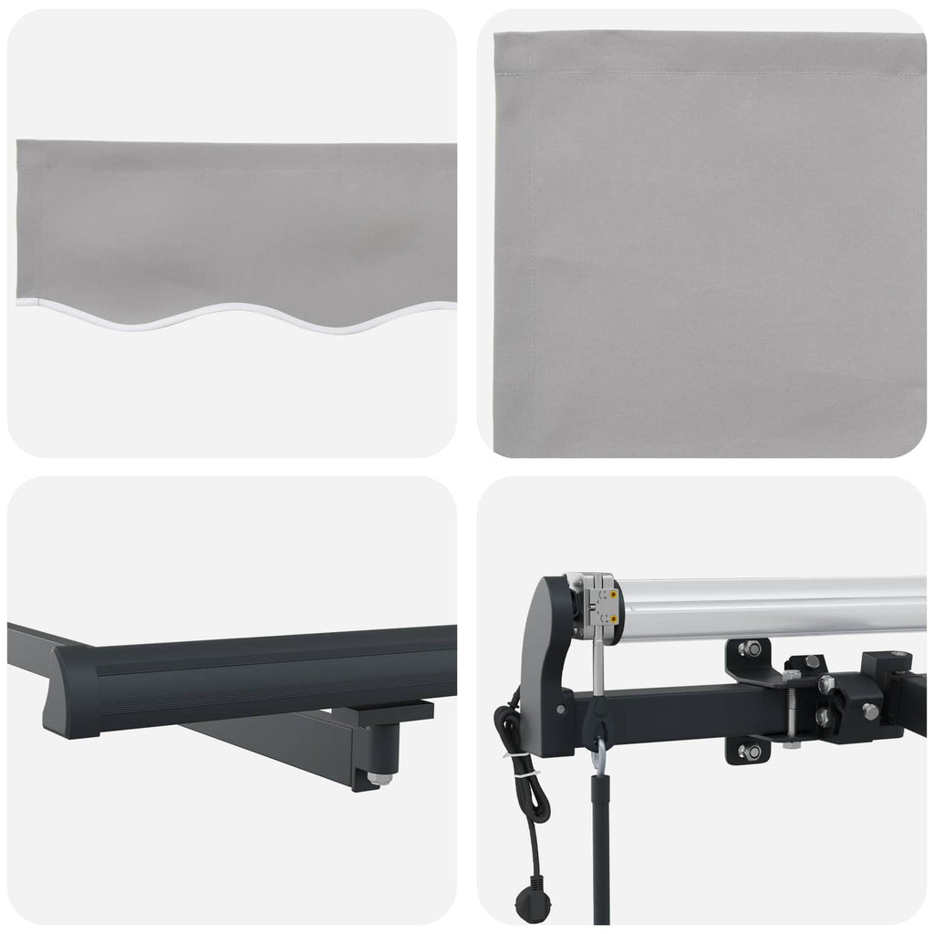 Ausziehbare Markise Hellgrau 600 x 300 cm Stoff und Aluminium