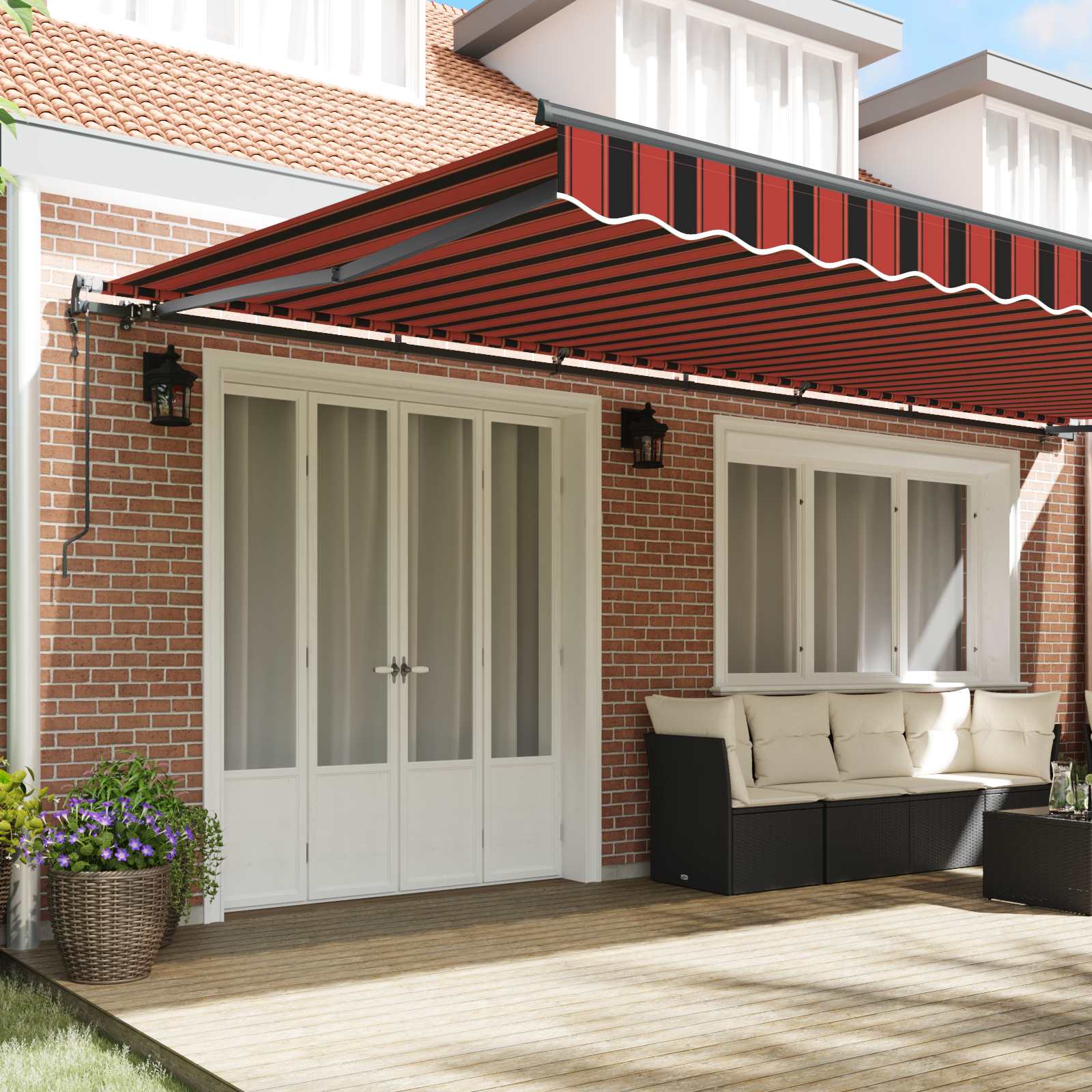 Ausziehbare Markise Orange und Braun 600 x 350 cm